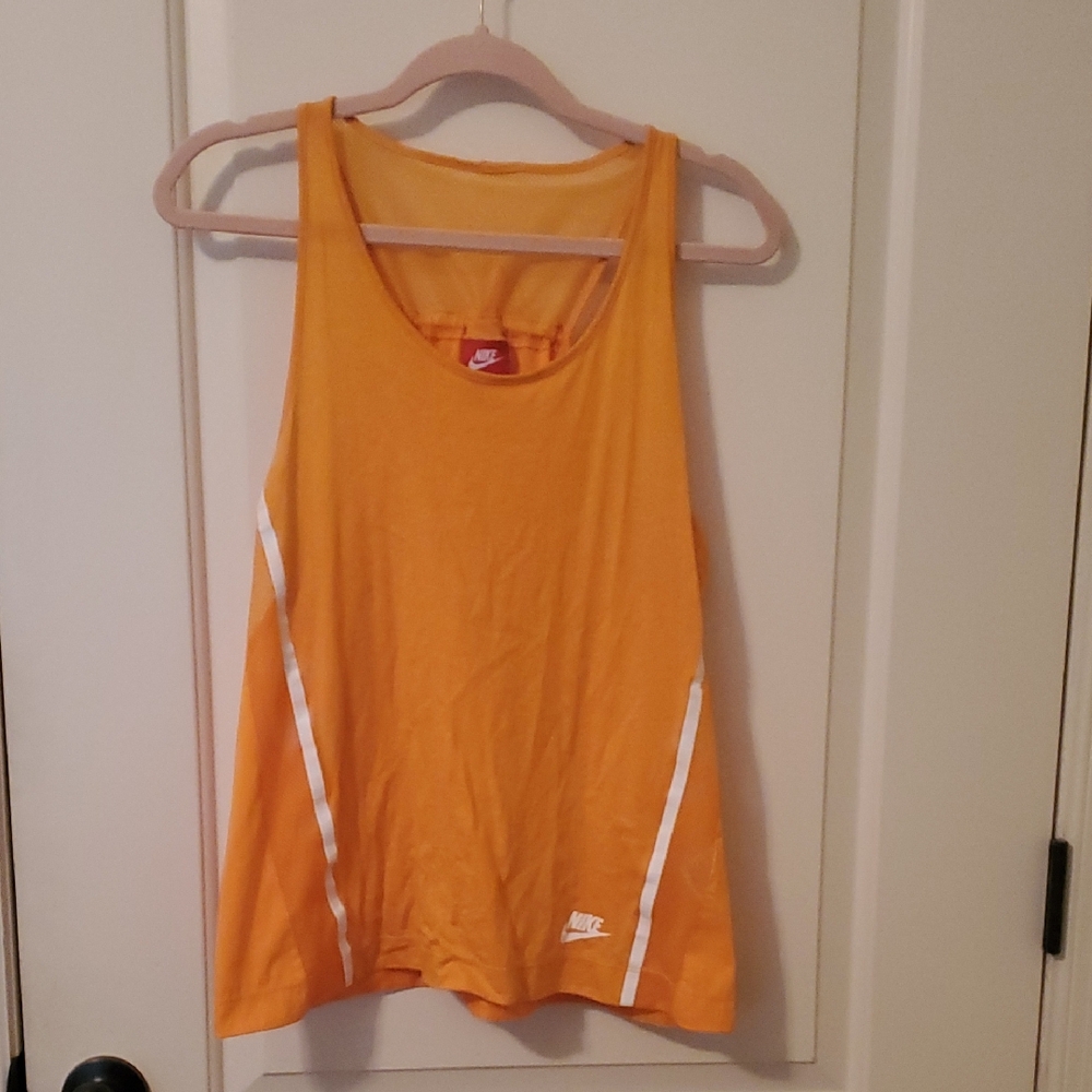 Nike Women's Bright Orange Tank Top with White Accents